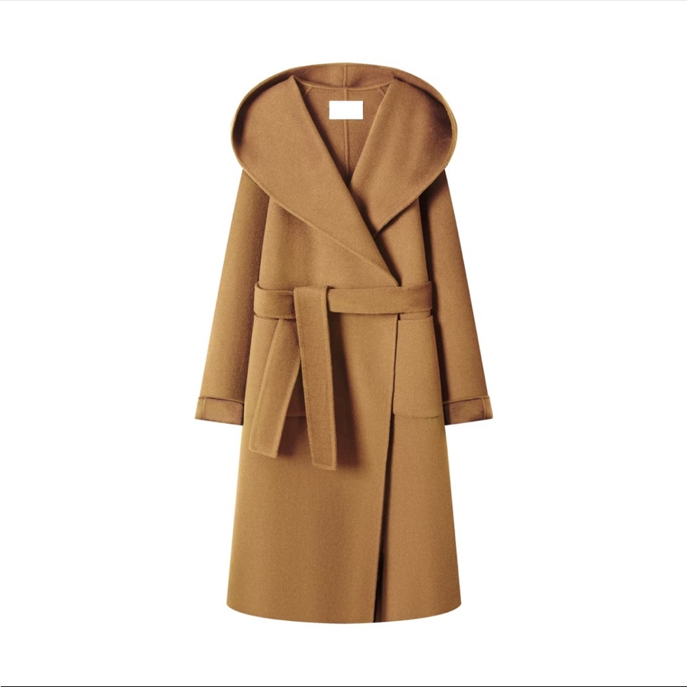Stylish Women's Tan/Brown Pea Coat Robe Style